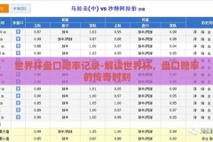 世界杯盘口赔率记录-解读世界杯，盘口赔率的传奇时刻