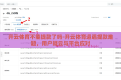 开云体育不能提款了吗-开云体育遭遇提款难题，用户疑云与平台应对