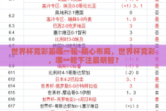世界杯竞彩买哪一轮-精心布局，世界杯竞彩，哪一轮下注最明智？