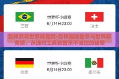 怎样参与世界杯竞猜-怎样趣味地参与世界杯竞猜，从选对工具到增乐不减压的秘籍