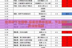 世界杯下注赔率-探索世界杯足球，下注赔率的深层奥秘