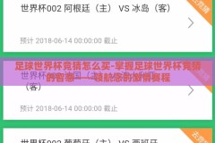 足球世界杯竞猜怎么买-掌握足球世界杯竞猜的智慧——领航您的激情赛程