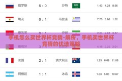 手机怎么买世界杯竞猜-解析，手机买世界杯竞猜的优选策略