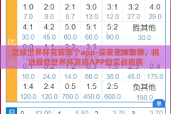 足球世界杯竞猜哪个app-探索足球激情，挑选最佳世界杯竞猜APP的实战指南