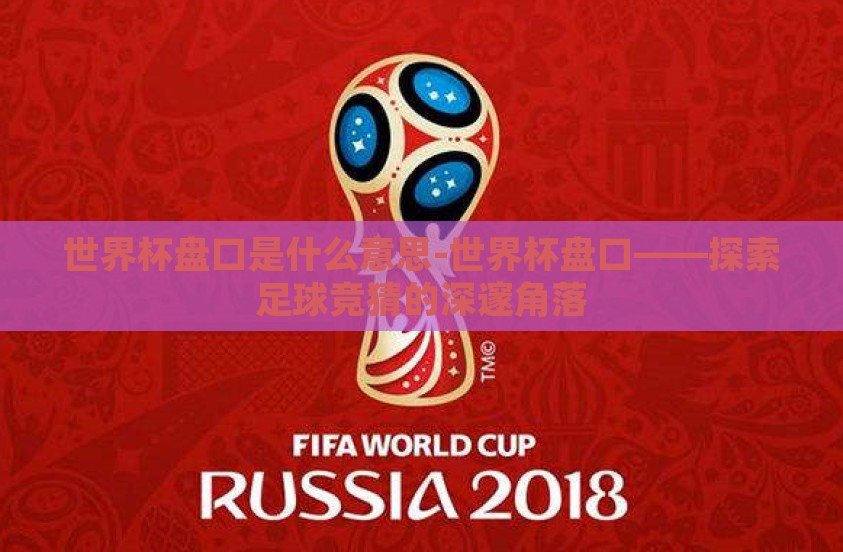 世界杯盘口是什么意思-世界杯盘口——探索足球竞猜的深邃角落