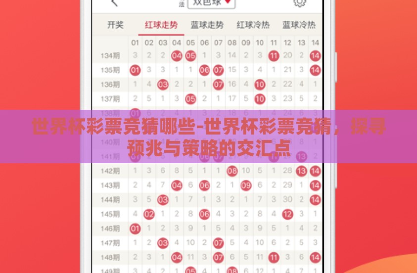 世界杯彩票竞猜哪些-世界杯彩票竞猜,探寻预兆与策略的交汇点 世界杯彩票竞猜哪些-世界杯彩票竞猜,探寻预兆与策略的交汇点