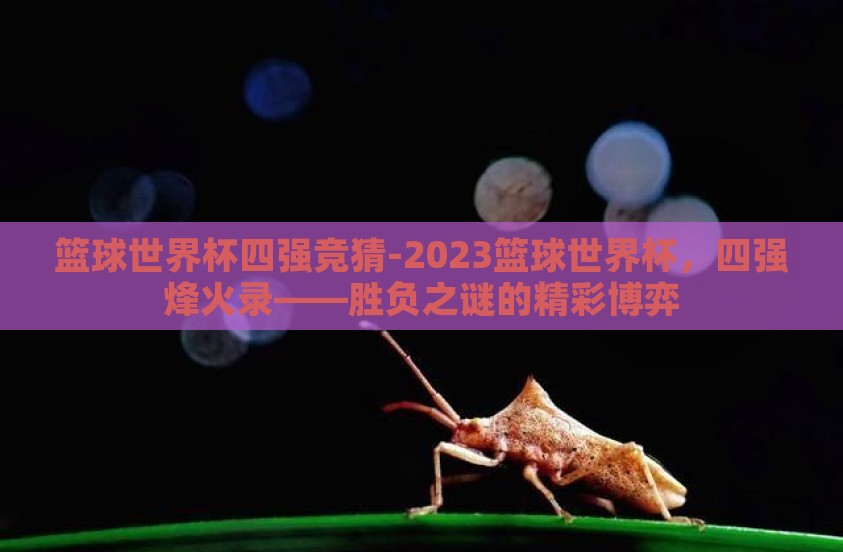 篮球世界杯四强竞猜-2023篮球世界杯，四强烽火录——胜负之谜的精彩博弈