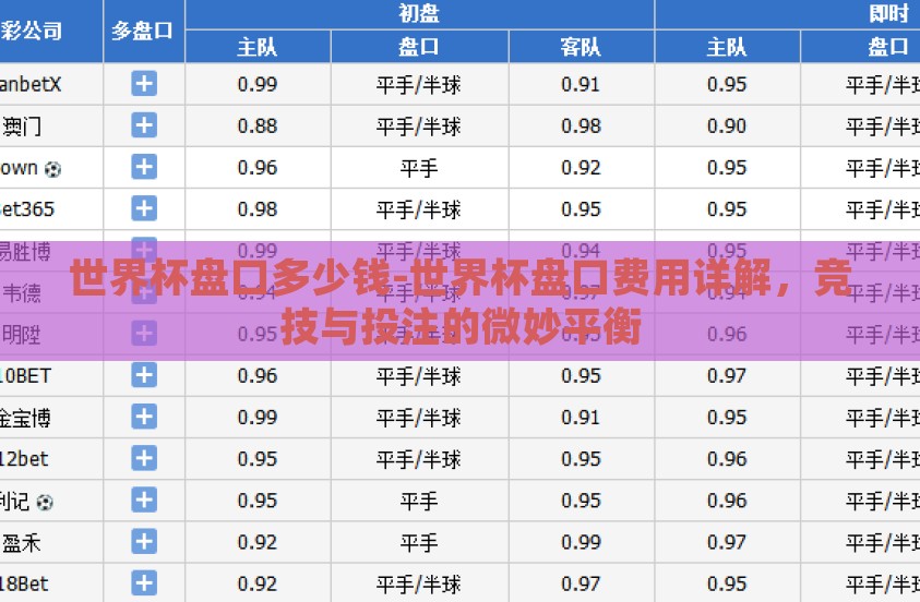 世界杯盘口多少钱-世界杯盘口费用详解,竞技与投注的微妙平衡 世界杯盘口多少钱-世界杯盘口费用详解,竞技与投注的微妙平衡