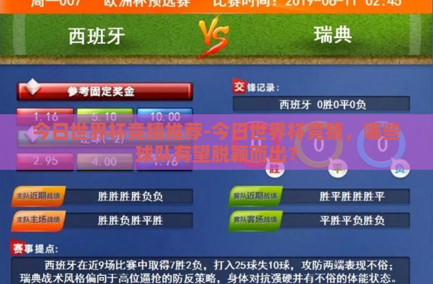 今日世界杯竞猜推荐-今日世界杯竞猜，哪些球队有望脱颖而出？