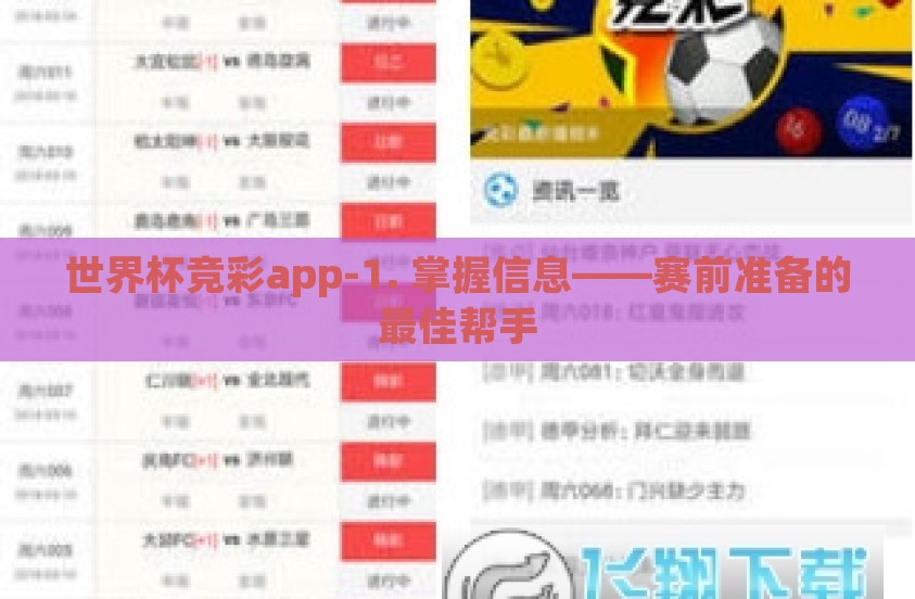 世界杯竞彩app-1. 掌握信息——赛前准备的最佳帮手