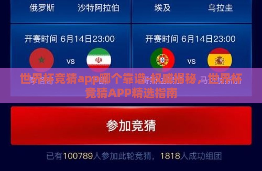 世界杯竞猜app哪个靠谱-权威揭秘，世界杯竞猜APP精选指南