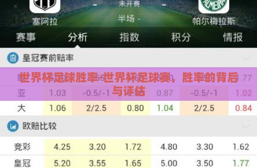 世界杯足球胜率-世界杯足球赛，胜率的背后与评估